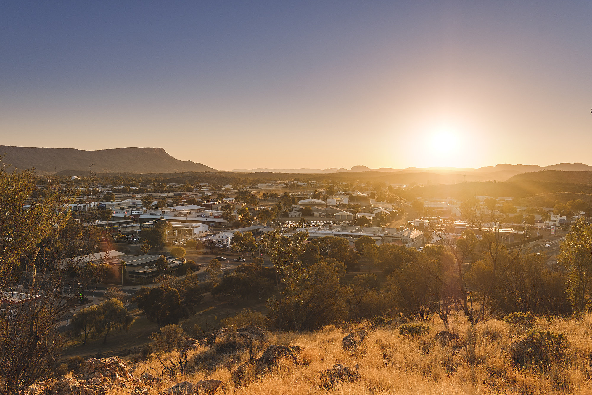 Sunset over Alice Springs and the West MacDonnell ranges